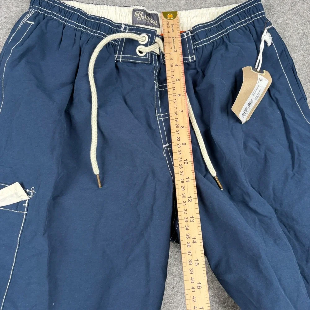 NEW St Johns Bay Swim Trunks Mens Large Blue Herald Cargo Board Shorts